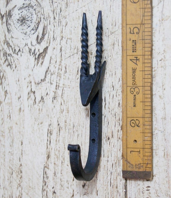 Scroll Hook Gazelle Head Hand Forged Black Wax 150mm Cottingham