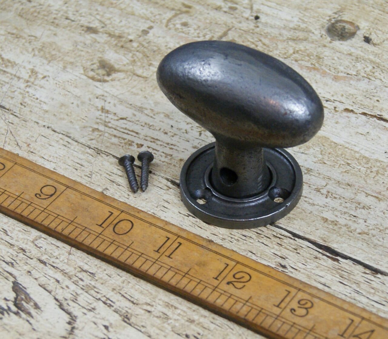 Oval Door Mortise Knob Smooth Antique Iron 60mm Unsprung Cottingham Collection 3293