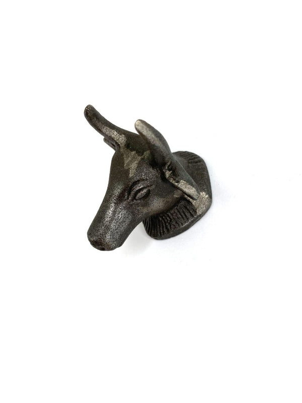 Knob Cupboard HORNED BUFFALO Cast Antique Iron 75mm