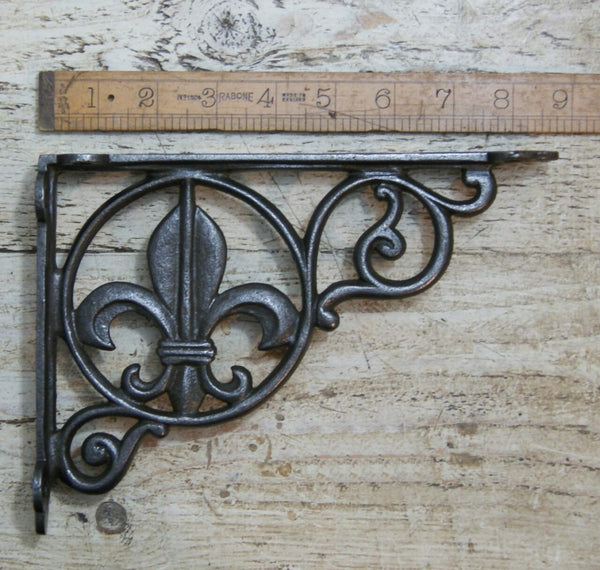 Shelf Bracket LILY Fleur de Lys Antique Iron 165mm x 220mm