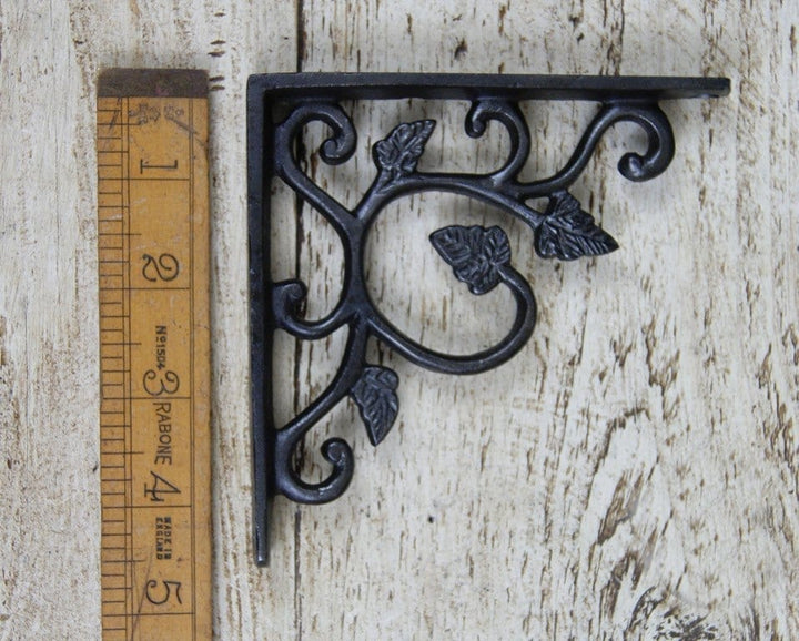 Shelf Bracket LEAF Design Cast Antique Iron 115mm x 115mm