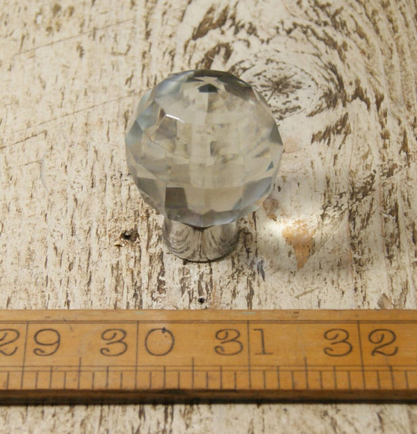 Glass Ball Cupboard Knob Chrome Bezel 38mm