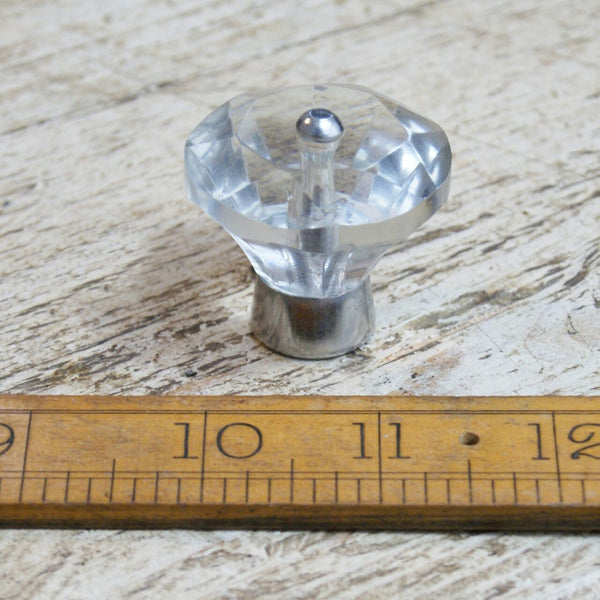 Glass Faceted Cupboard Knob Chrome Bezel Flower 38mm