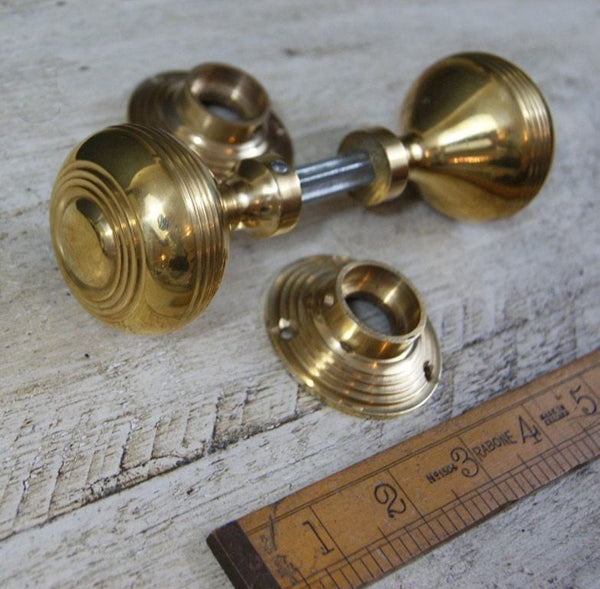 Door Knob Partial Circular Rings Solid Brass 50mm