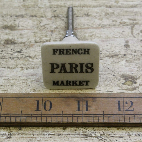 Ceramic Knob Square design French Paris Market 38mm