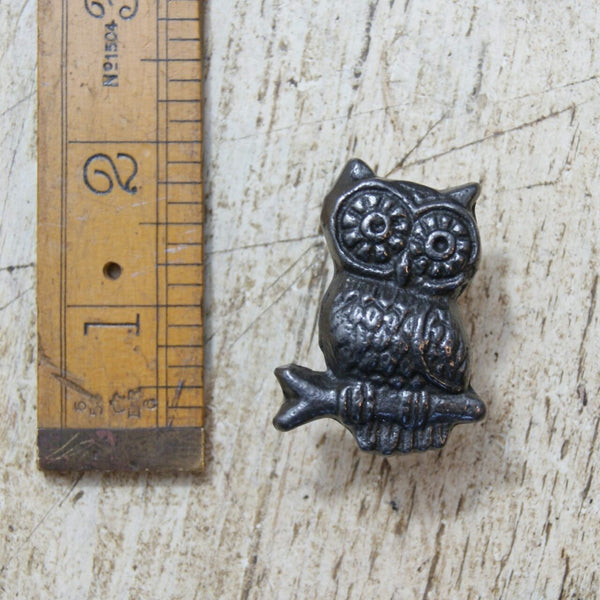 Knob Cupboard OWL on Branch Cast Antique Iron 32mm