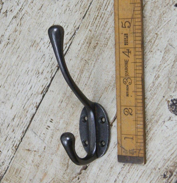 Hat Coat Hook Victorian 4 hole Round Stem Antique Iron 110mm see '03'