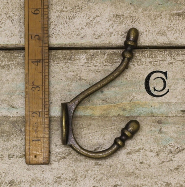 Hat Coat Hook Acorn 2 Hole Antique Brass 130mm