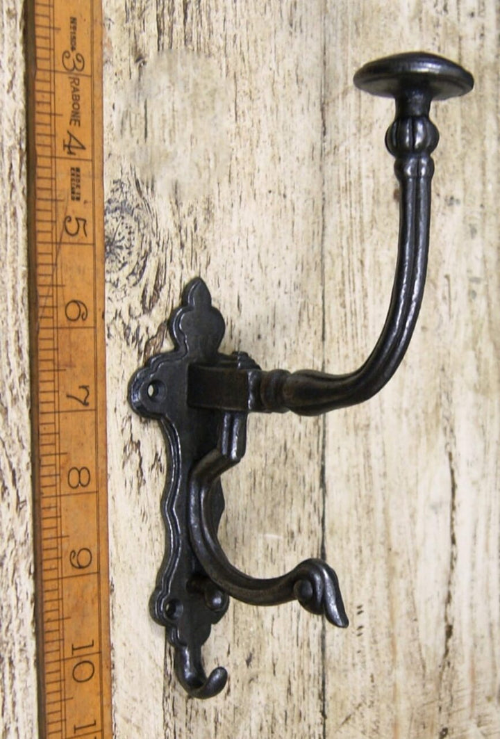 Hat and Coat Hook NOBLE Cast Antique Iron 200mm