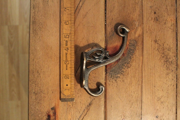 Hat Coat Hook Swan Neck 'P' Antique Copper 4 Hole 130mm