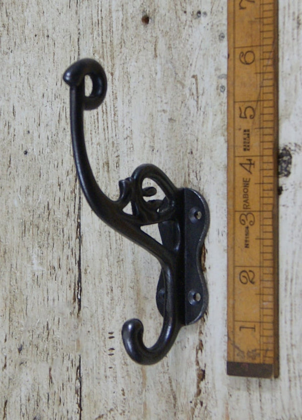 Hat Coat Hook Swan Neck 'P' 4 Hole Antique Iron 130mm