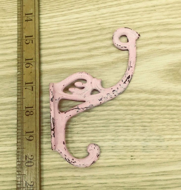 Hat Coat Hook Swan Neck 'P' Antique Pink Patina 4 Hole 130mm