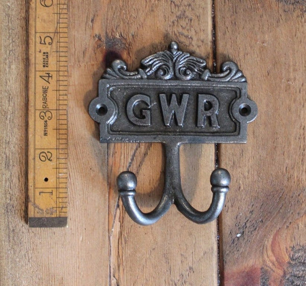 Plaque Robe Hook Double GWR Cast Antique Iron 110mm x 130mm