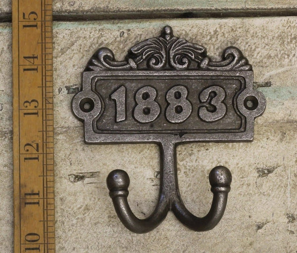 Plaque Robe Hook Double 1883 Antique Iron 110mm x 130mm