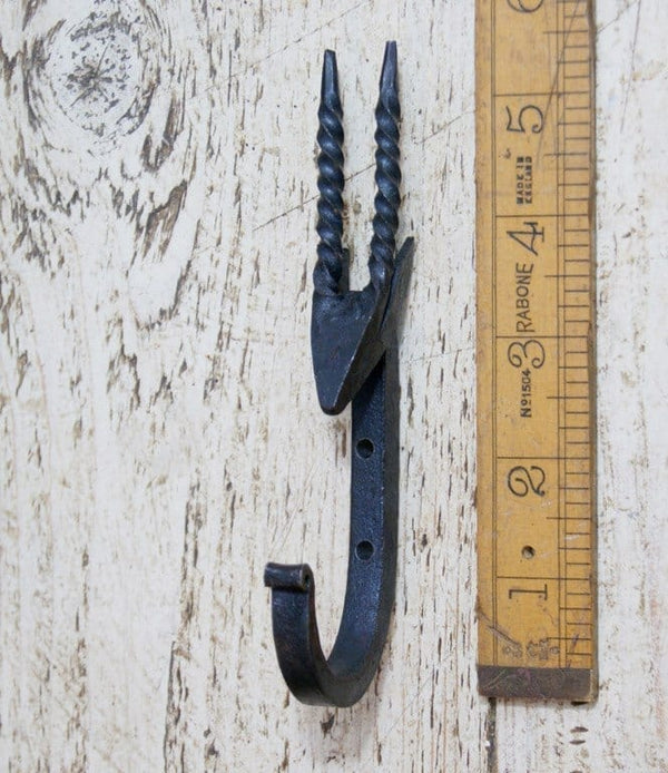 Scroll Hook GAZELLE Head Hand Forged Black Wax 150mm
