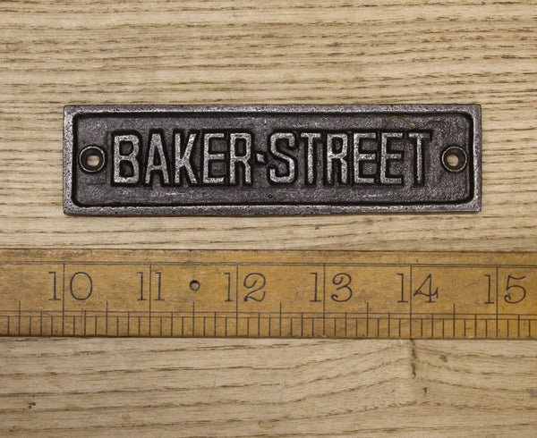 Plaque BAKER STREET W1 Cast Antique Iron 30mm x 120mm