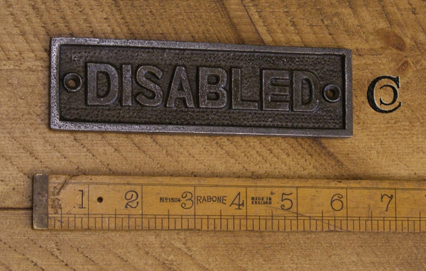 Plaque DISABLED Cast Antique Iron 45mm x 152mm