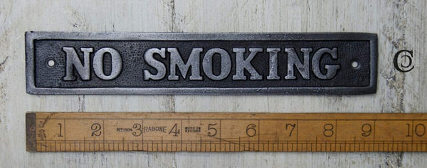 Plaque NO SMOKING Antique Cast Iron 230mm x 40mm