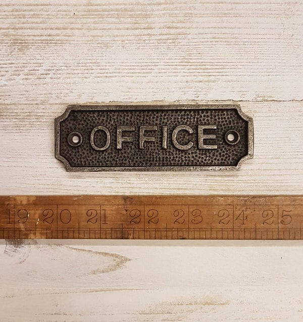 Plaque OFFICE Cast Antique Iron 115mm x 38mm