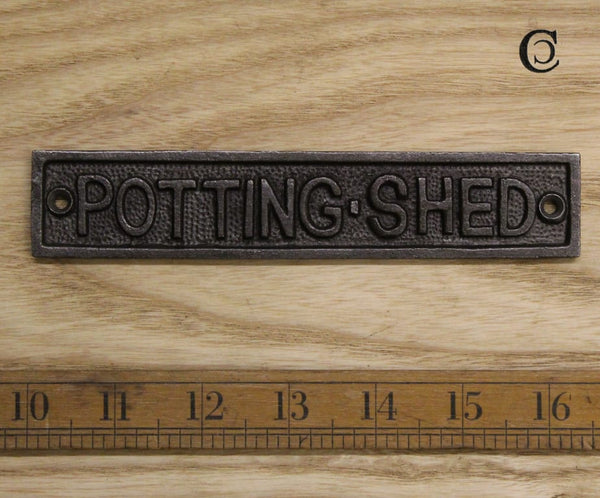 Plaque POTTING SHED Cast Antique Iron 160mm x 30mm