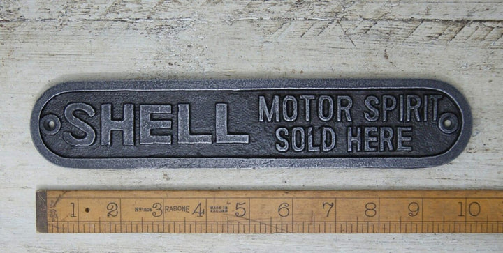 Plaque SHELL Motor Spirit Cast Antique Iron 250mm