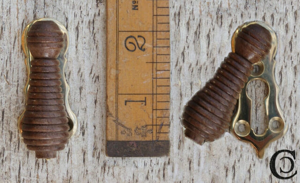 Escutcheon Beehive Teak / Brass 57mm