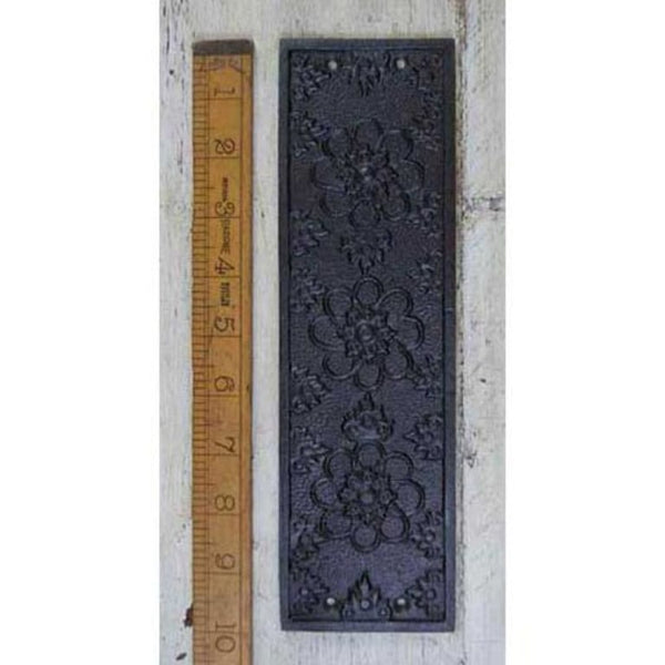 Push Finger Plate ELLERKER Ornate Antique Iron 252mm x 75mm