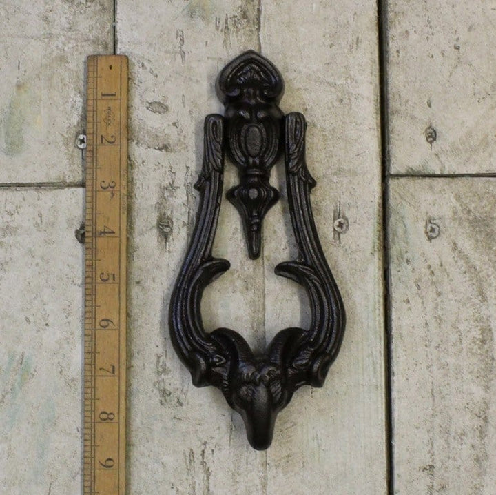 Door Knocker RAMS HEAD Cast Antique Iron 200mm