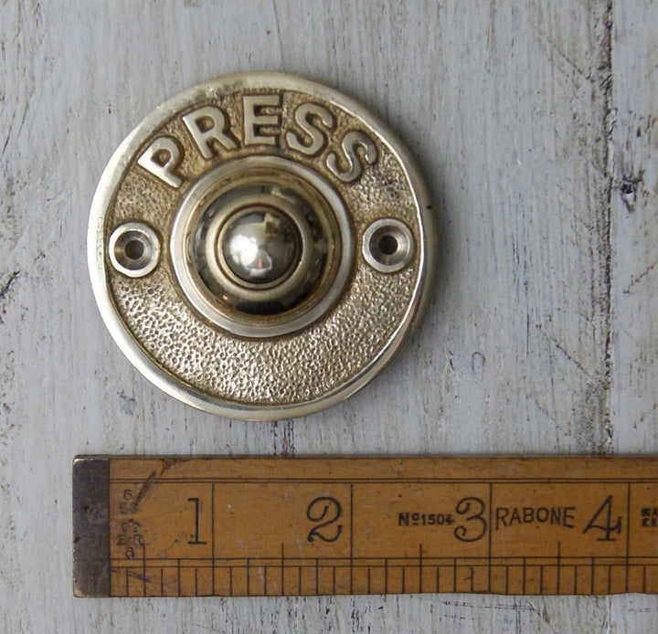 Door Bell Push PRESS Round Solid Brass 60mm Diameter