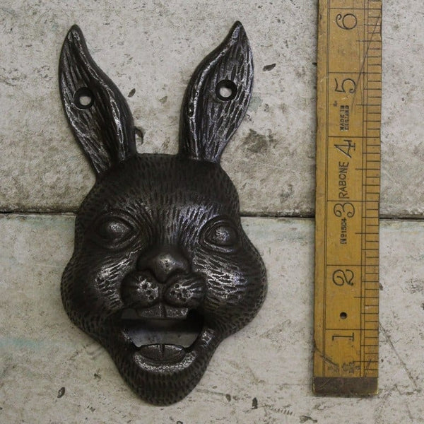 Bottle Opener Wall Mounted HARE HEAD Cast Antique Iron 150mm