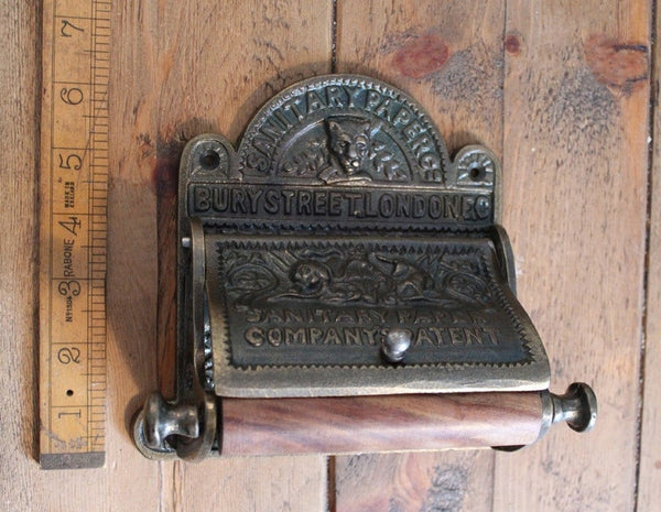 Toilet Roll Holder with Lid BURY ST LONDON Antique Brass