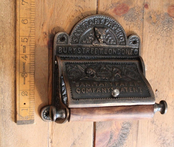 Toilet Roll Holder with Lid BURY ST LONDON Antique Copper