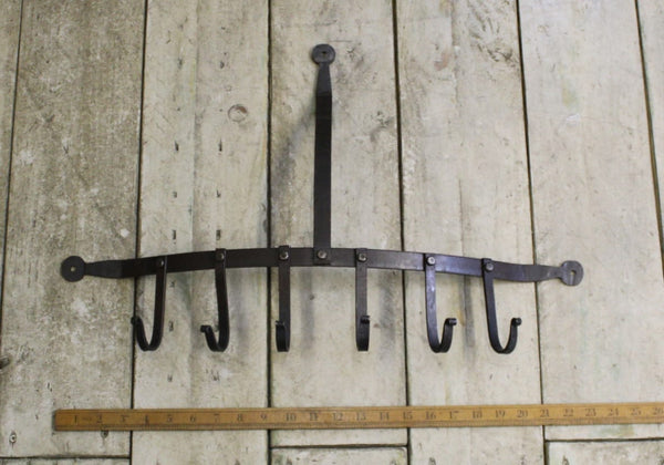 Pan Hook Hand Forged with 6 hooks Black Wax 545mm x 350mm