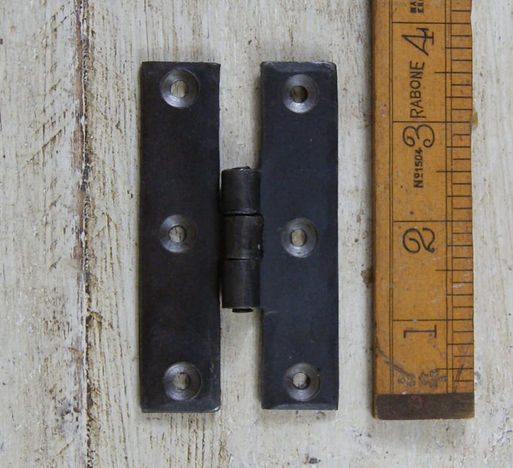 H Hinge Hand Forged Iron Black Beeswax 89mm (AF076)