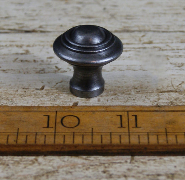 Knob Domed with Circular Rings Antique Iron 25mm