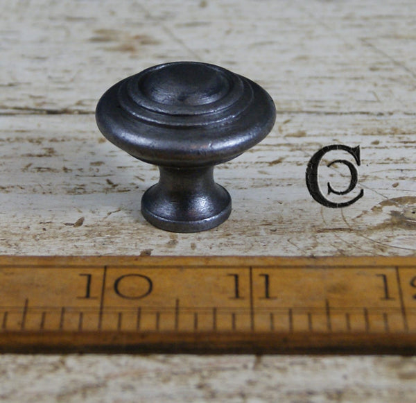 Knob Domed with Circular Rings Antique Iron 32mm