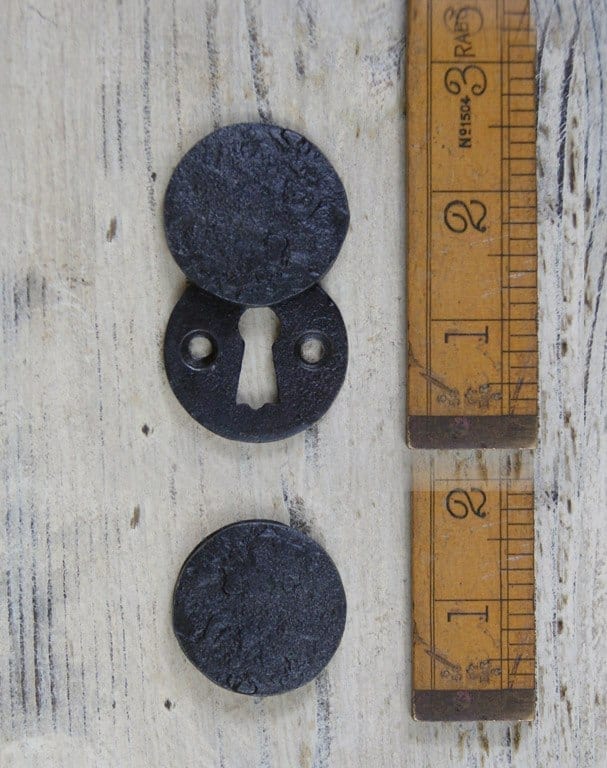 Escutcheon Round Hammered Cast Antique Iron with cover 35mm Diameter