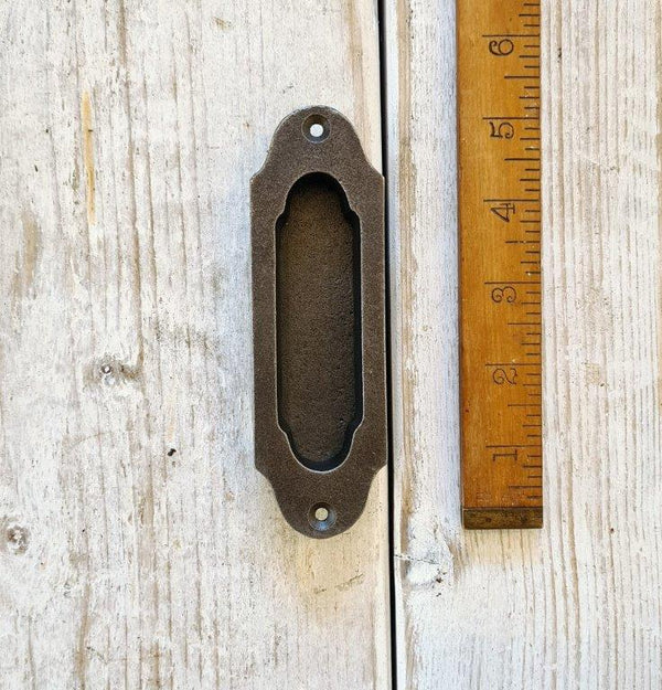 Flush Pull Handle Round End VICTORIAN Cast Ant Iron 130mm x 40mm