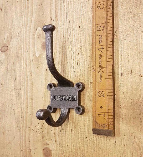 Coat Hook Double 2 Part Retro VOLKSWAGEN 4 Hole Antique Iron 125mm