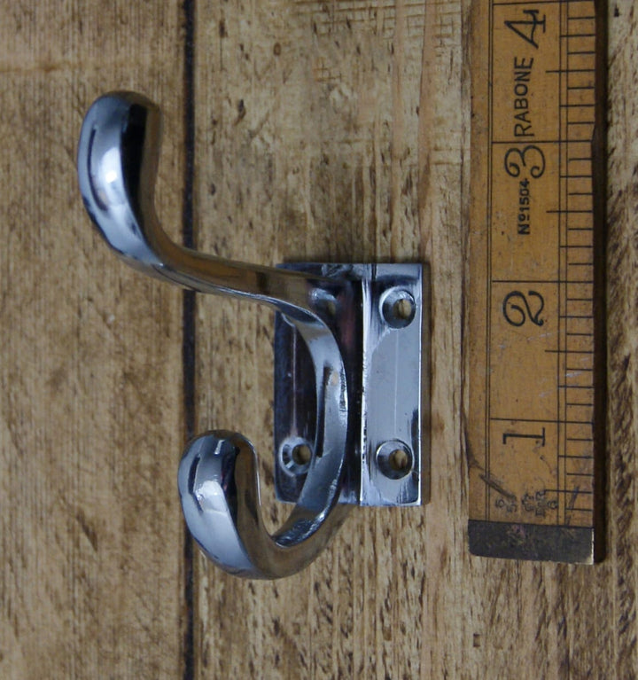 Hall Stand Hook Mini Small Chrome on Cast Iron 90mm