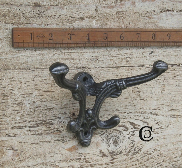 Hat Coat Hook BELVOIR 4 Antique Iron 80mm proj x 170mm