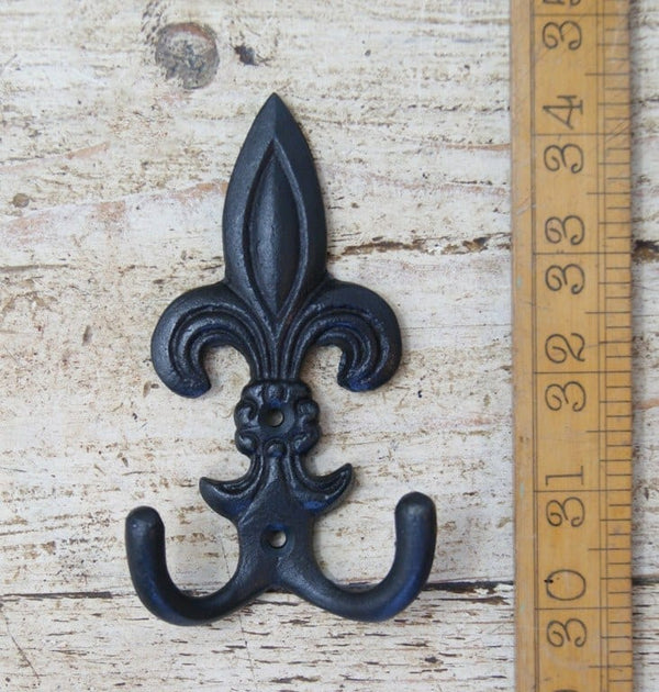 Coat Hook Double HERALDRY Fleur De Lys Satin Oil Black 110mm