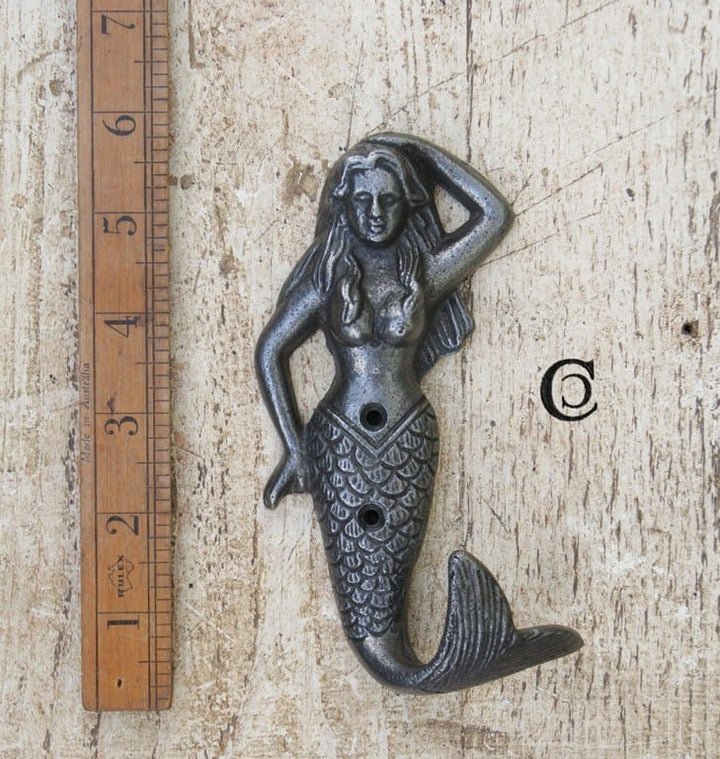 Single Hook MERMAID Cast Antique Iron 145mm