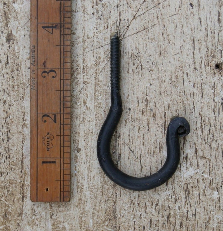 Ceiling Hook Screw In Black Wax 40mm screw Overall 90mm