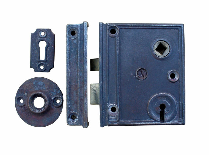 Rim Lever / Lock Set Cast Iron Vertical S/Colour (5013-V)