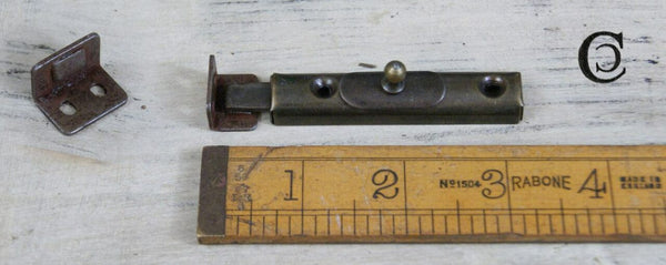 Cupboard Slide Bolt Retro Vintage Antique Brass 63mm