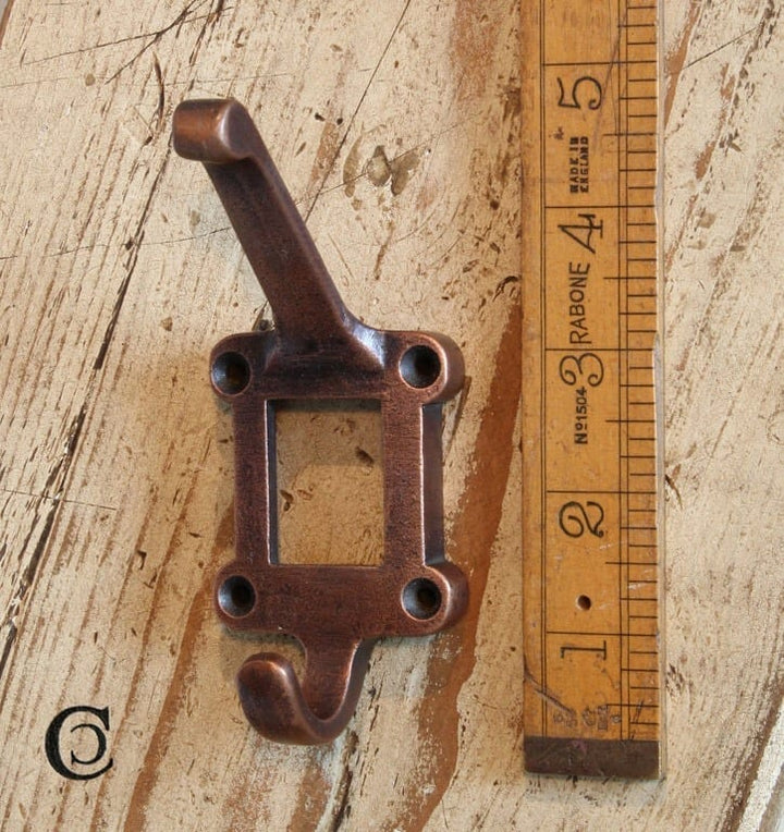 Hat and Coat Hook takes Ceramic Insert Label Antique Copper 113mm