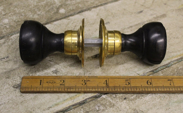 Door Knob Set Flat End Ebony / Brass 50mm