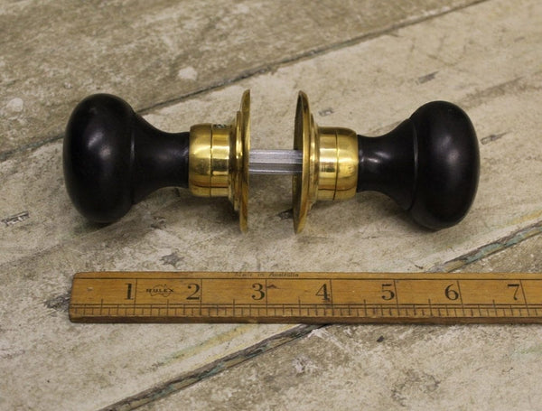 Door Knob Set Bun Type Ebonised / Brass 50mm