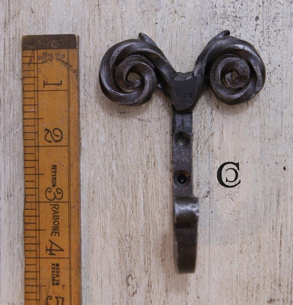 Sheep Head Scroll Hook Hand Forged Antique Iron 110mm